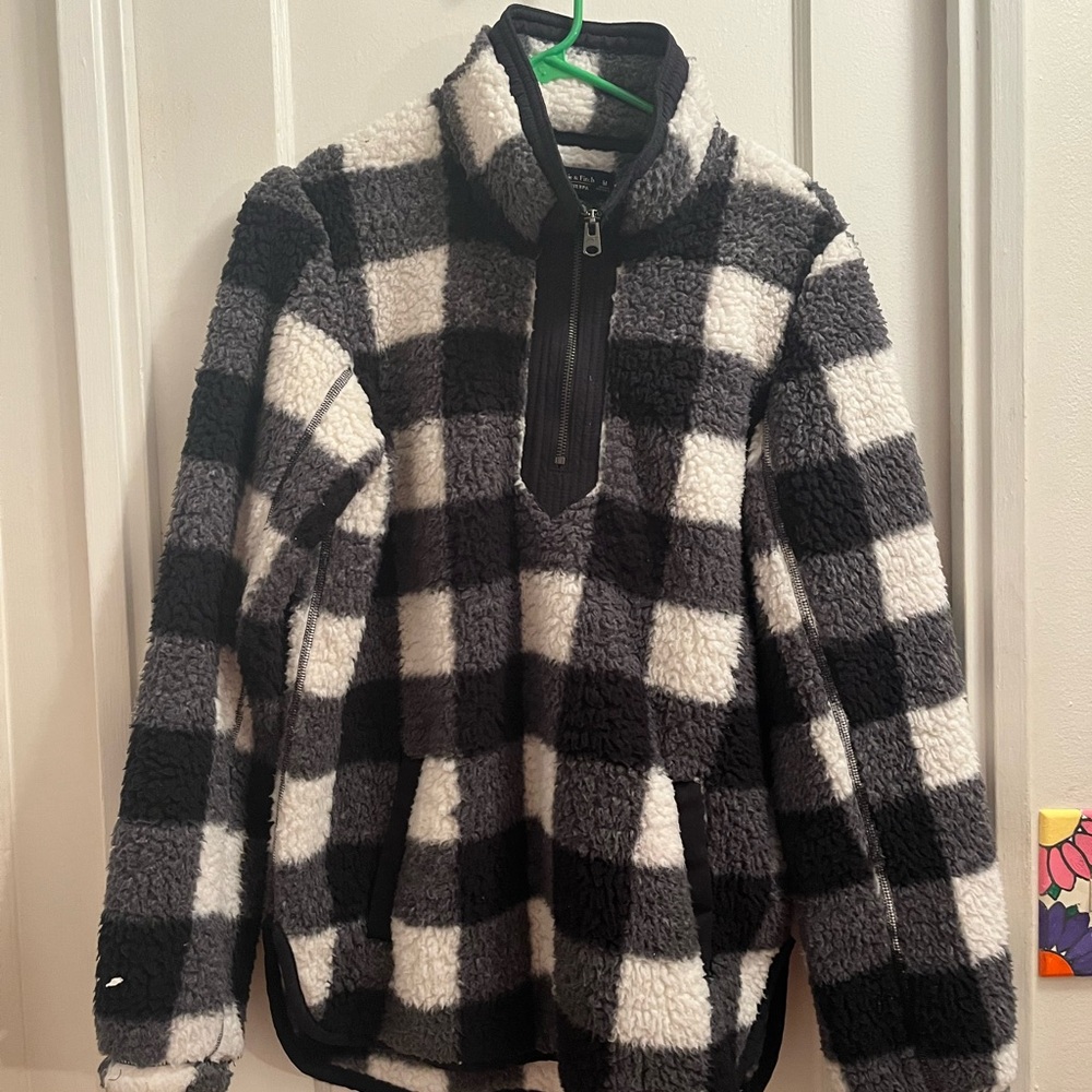 Black and White Soft A & F Sherpa Jacket